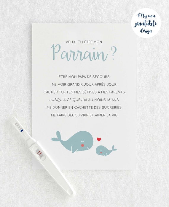 Carte Demande Parrain A Imprimer Etsy