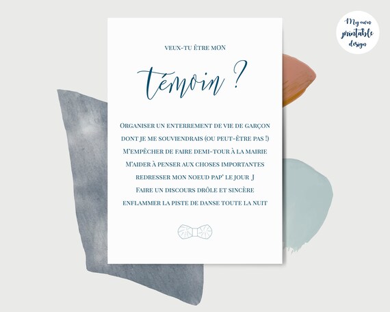 Carte Demande Temoin Mariage Homme A Imprimer Etsy Carte Demande Temoin Mariage Homme A Imprimer Etsy