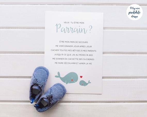 Carte Demande Parrain A Imprimer Etsy