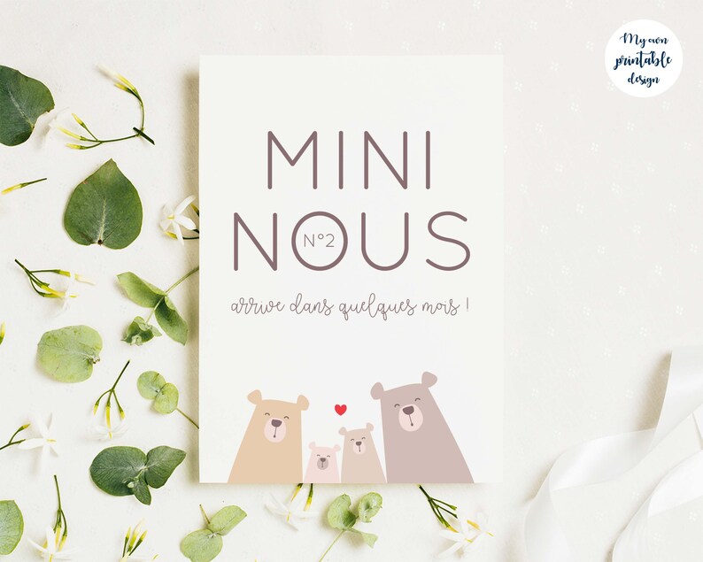 Carte annonce deuxième grossesse à imprimer Etsy