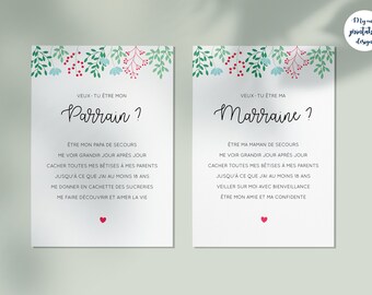 Cartes Demande Parrain Marraine A Imprimer Etsy Hong Kong