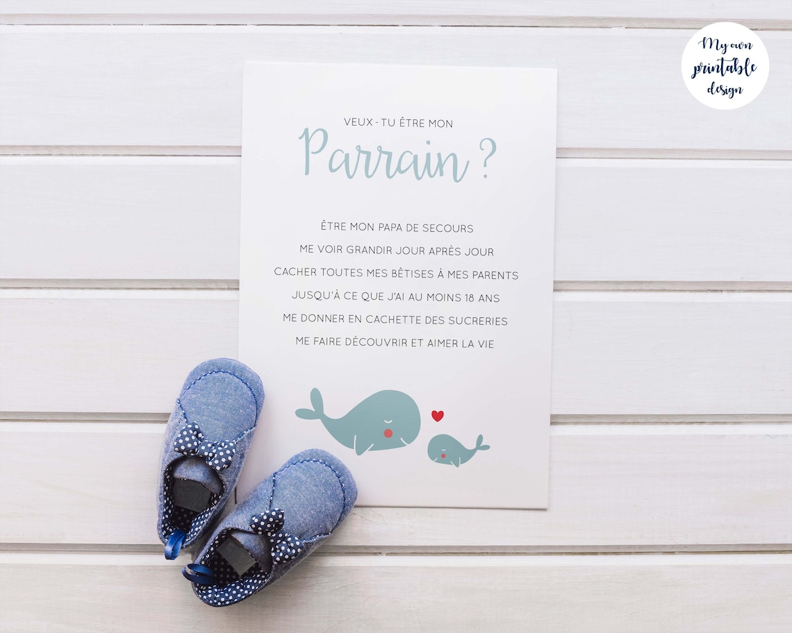 Cartes Demande Parrain Marraine à Imprimer Etsy