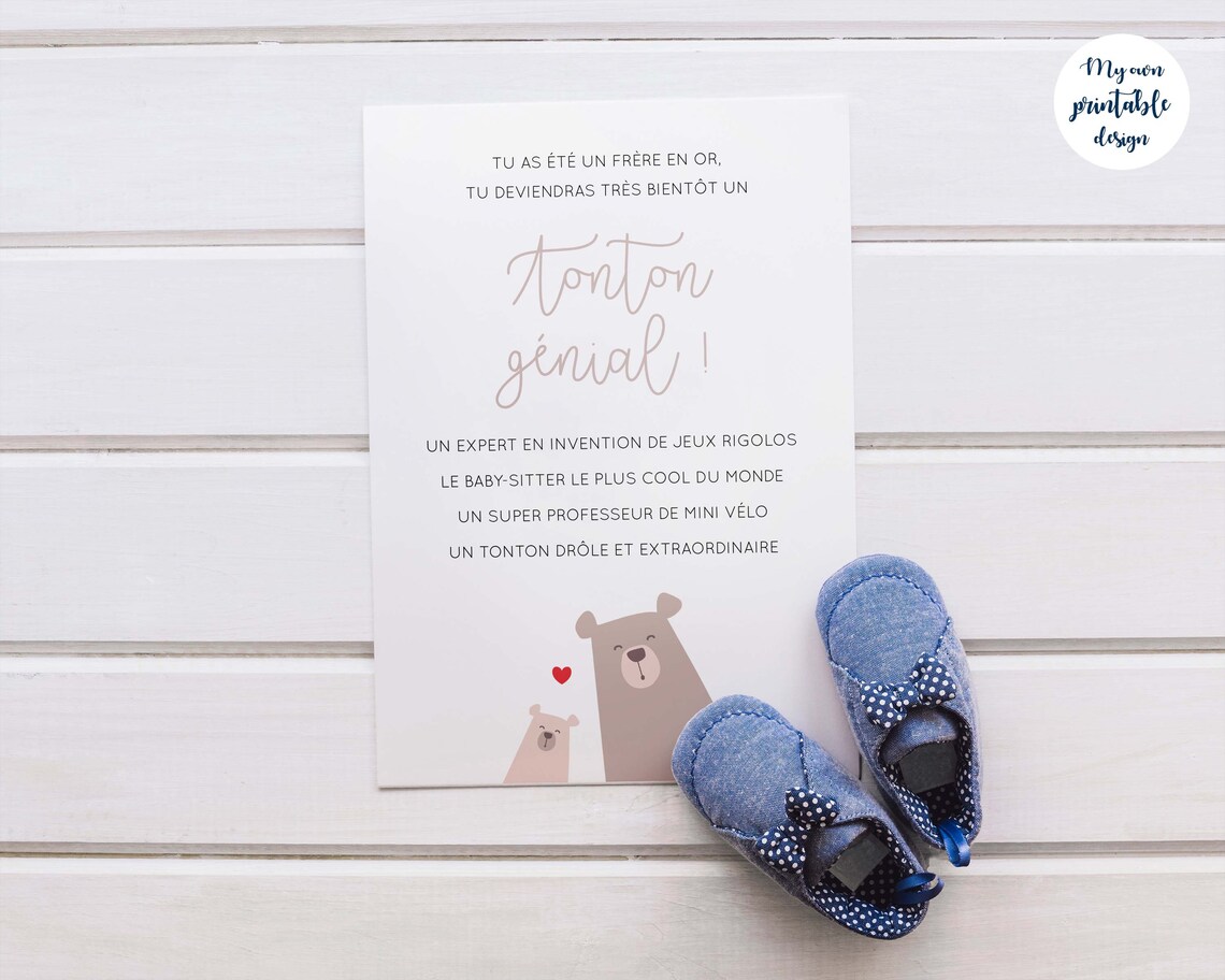 Cartes annonce grossesse tata tonton à imprimer - Etsy Canada