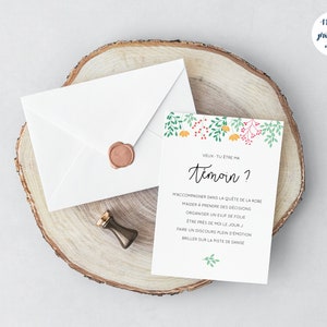 Carte Demande Temoin Mariage A Imprimer Etsy