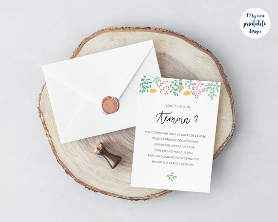 Carte Demande Temoin Mariage A Imprimer Etsy Carte Demande Temoin Mariage A Imprimer Etsy