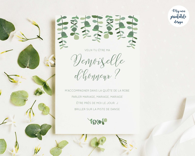 Carte Demande Demoiselle D'honneur à Imprimer - Etsy