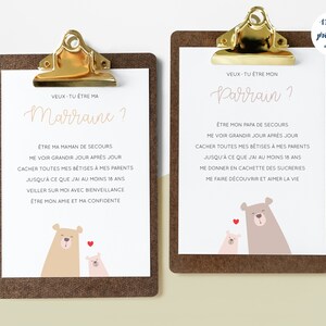 Cartes Demande Parrain Marraine A Imprimer Etsy