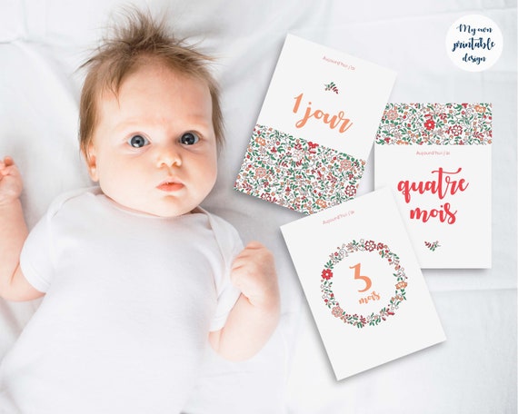 17 Cartes Etapes Bebe Fille A Imprimer Etsy France