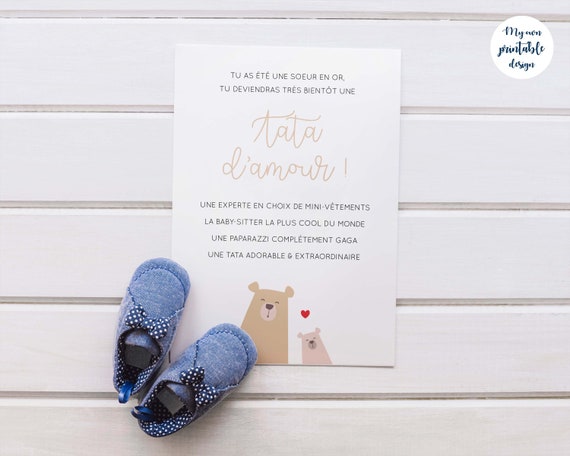 Cartes Annonce Grossesse Tata Tonton A Imprimer Etsy