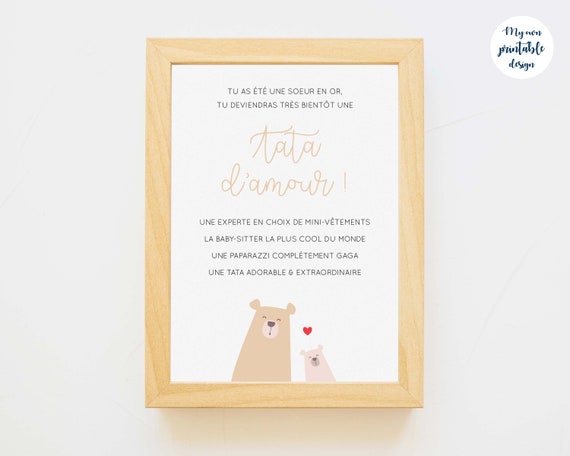 Carte Annonce Grossesse Tata A Imprimer Etsy