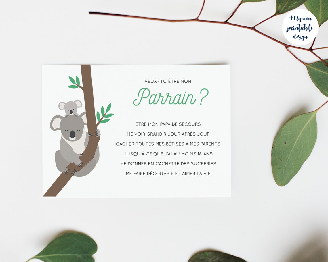 Cartes Demande Parrain Marraine à Imprimer | Etsy Sweden