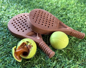 Chocolate Padel balls and Racket - Handmade Sports Gift