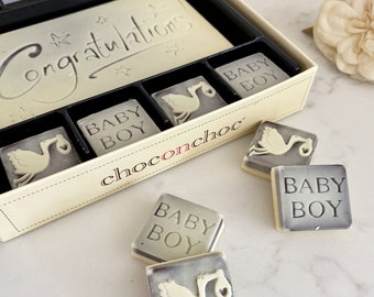 Regalo de chocolate para bebé niño: chocolate blanco belga