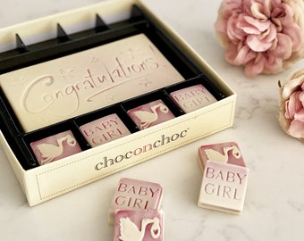 Chocolate Congratulations Baby Girl Gift - New Baby Gifts - Baby Girl Chocolate Gift