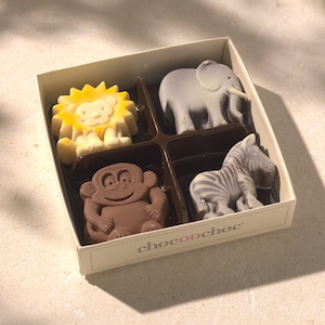 Lion, Zebra, Elephant And Monkey Chocolate Box - Zoo Gifts - Chocolate Animals - Chocolate Zoo