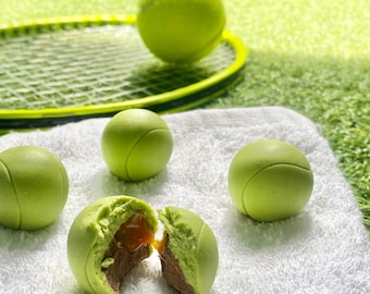 Balles de tennis au chocolat fourrées au caramel