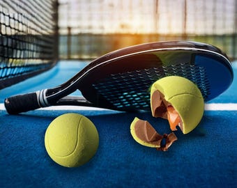 Chocolate Caramel Filled Padel Balls - Handmade Novelty Sports Gift