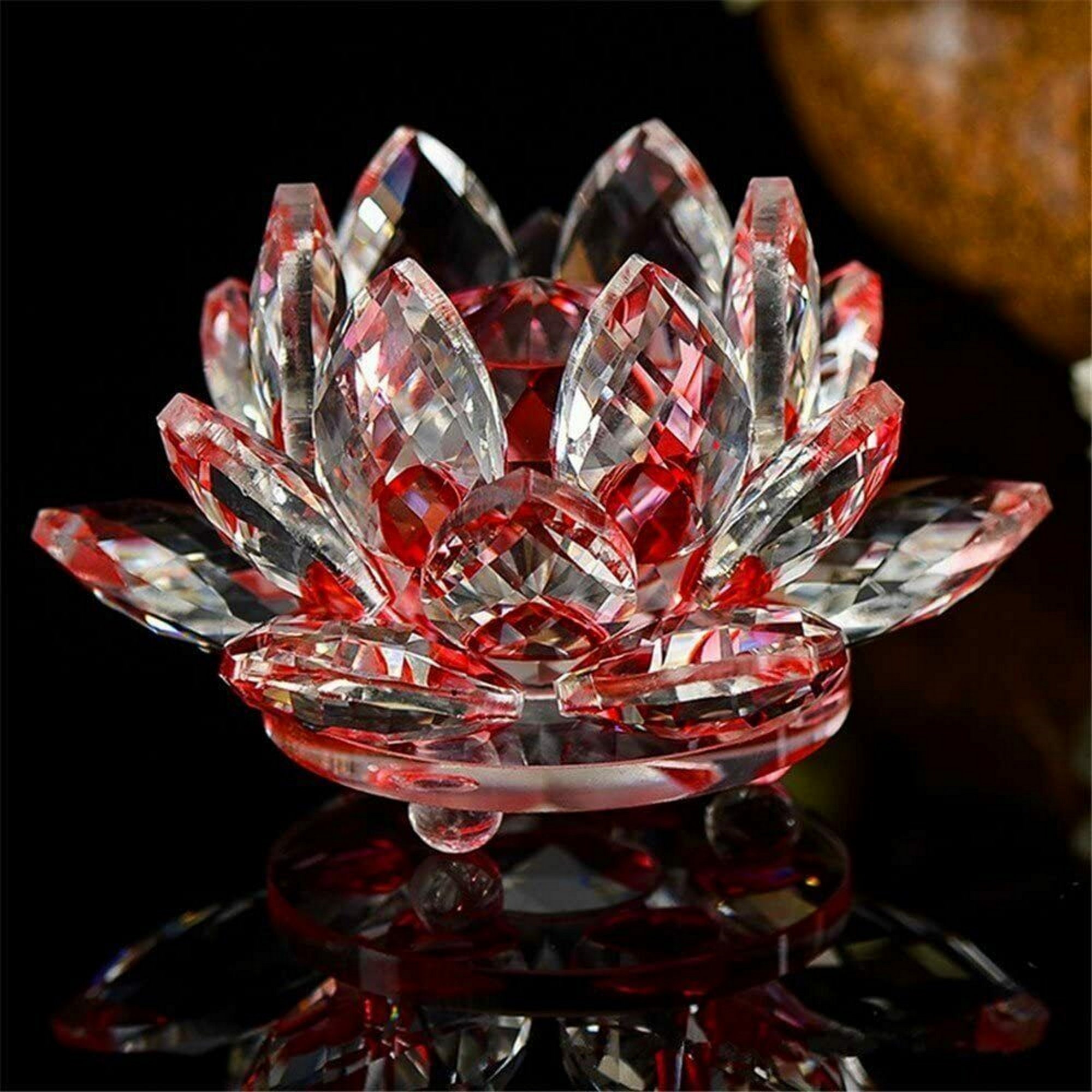 Sparkle Crystal Glass Lotus Flower Ornament Decorative Gift Etsy