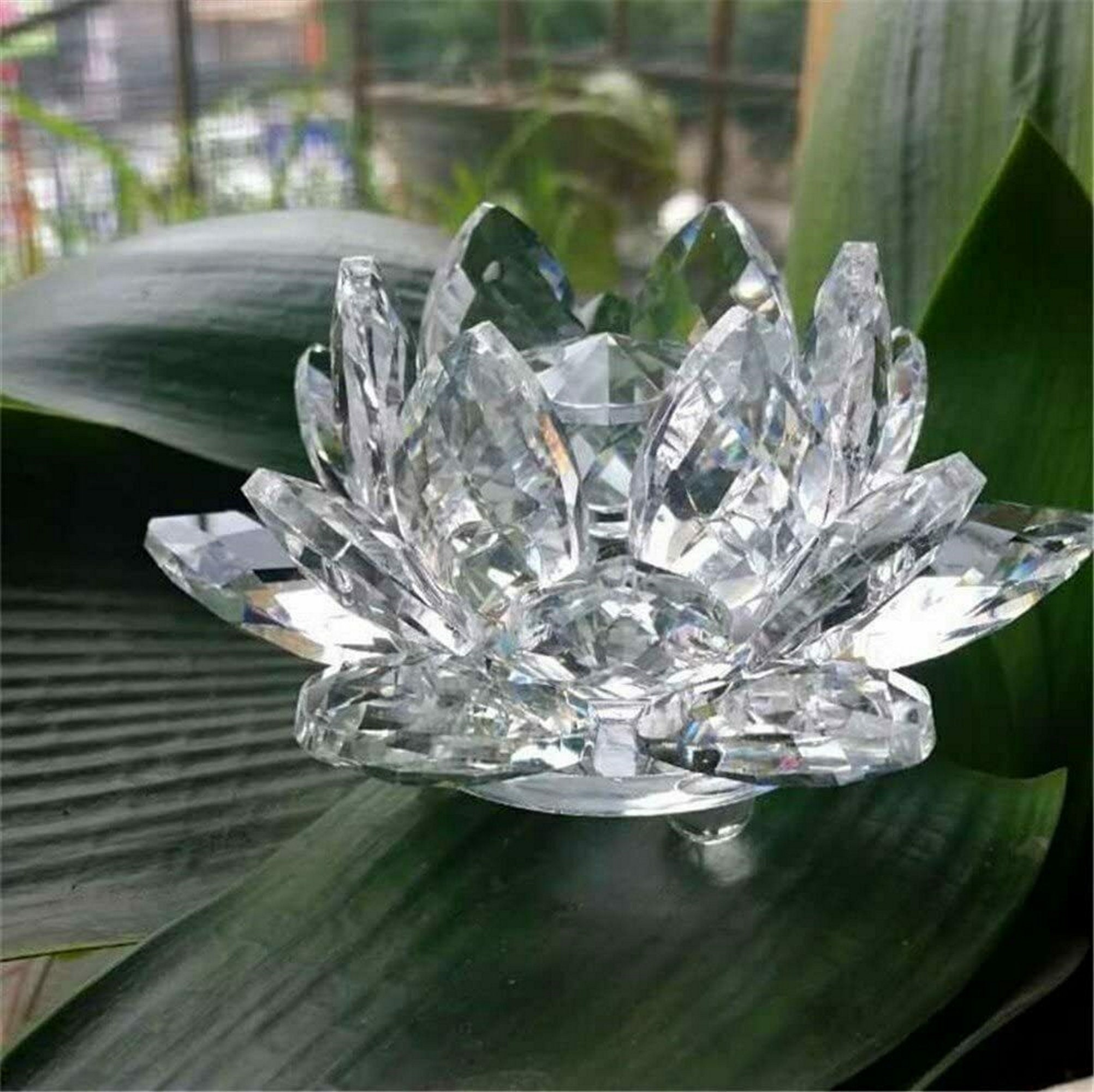 Sparkle Crystal Glass Lotus Flower Ornament Decorative Gift Etsy