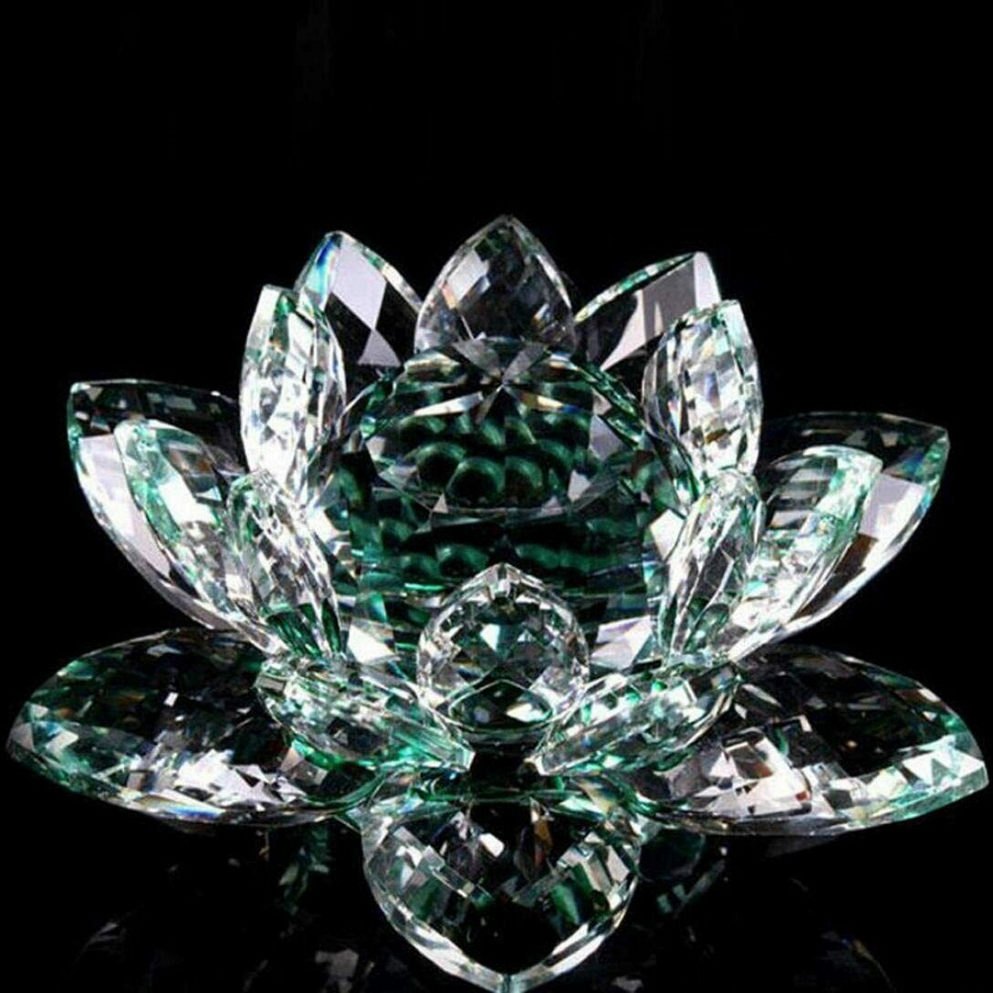 Sparkle Crystal Glass Lotus Flower Ornament Decorative Gift Etsy
