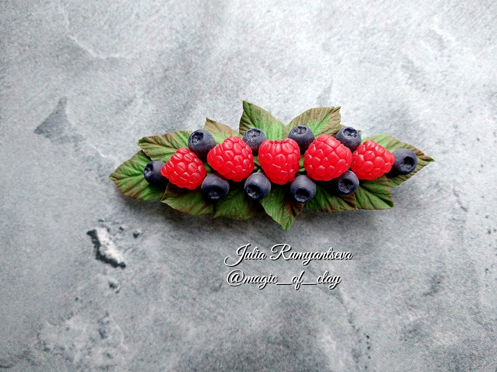 Hair clip with raspberry berries Etsy