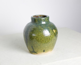 手作り陶器の花瓶 茶色・緑 緑茶色の手作り陶器の花瓶（15.5 cm） - Etsy 日本