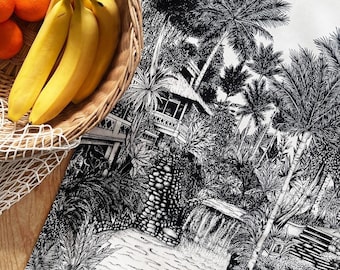 Tropical Bali Print Tea Towel