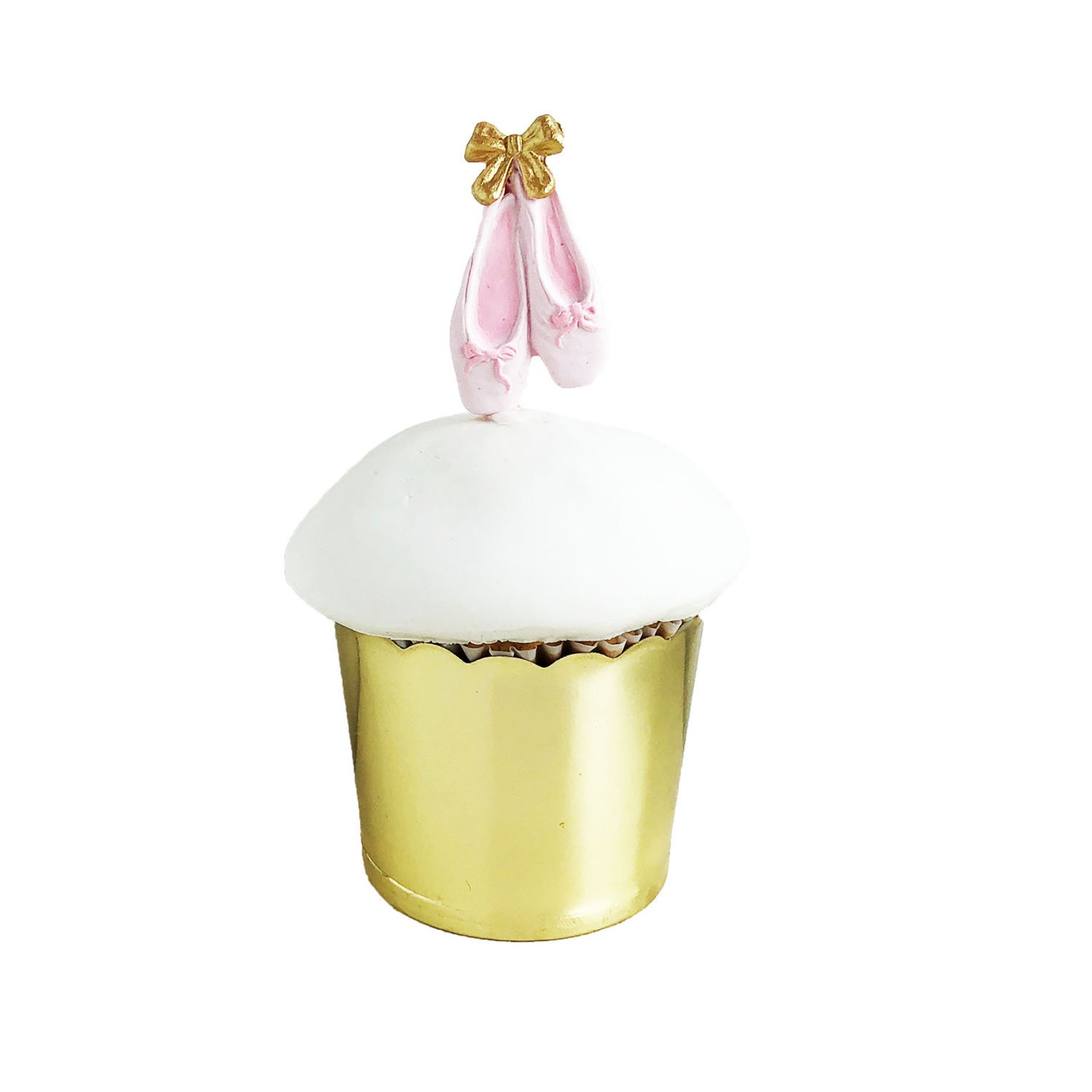 ballet shoes cupcake toppers - set of 12 - pink - gold ballet shoes cupcake toppers - set of 12 - pink - gold