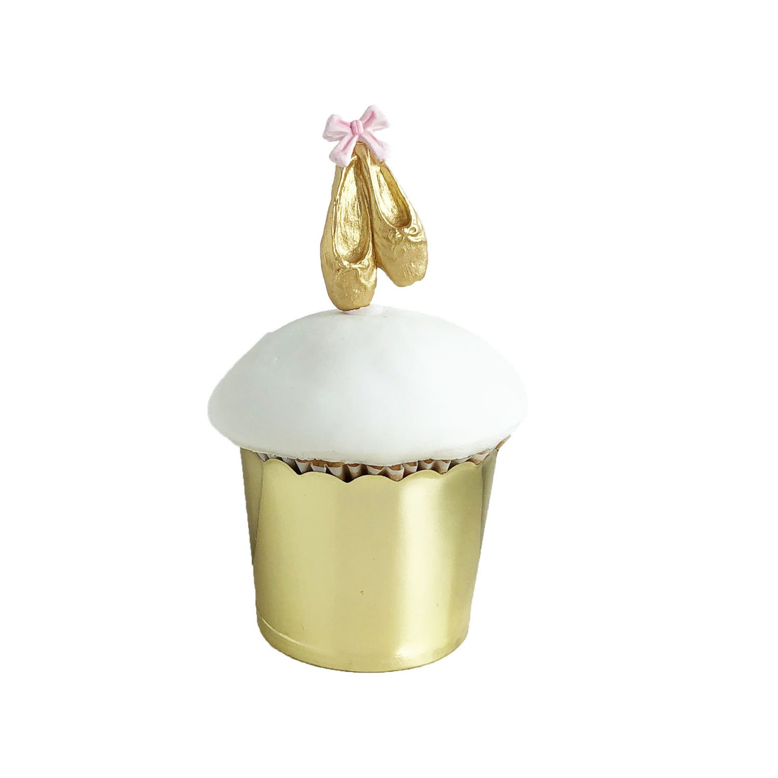 ballet shoes cupcake toppers - set of 12 - pink - gold ballet shoes cupcake toppers - set of 12 - pink - gold