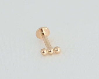 Tragus piercing 14K gold, beaded tragus earring, tiny cartilage earring, cartilage piercing, front helix, gold labret piercing, ear piercing