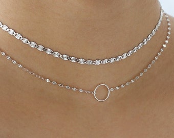 Circle Chain Choker, Sterling Silver Minimalist Choker, Dainty Choker, Delicate Chain Choker, Silver Choker, Minimal choker, Everyday Choker