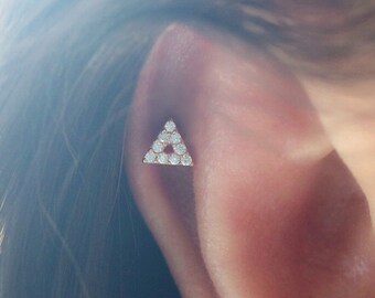helix piercing, triangle cartilage piercing, conch piercing, cartilage earring, helix, triangle piercing 925 silver