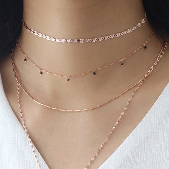 dainty choker necklace silver