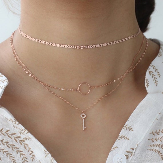 Buy Delicate Chain Choker Necklace, Sterling Silver Chain Choker Necklace,  Minimal Choker, Chain Choker, Rose Gold Chain Choker Necklace Online in  India - Etsy