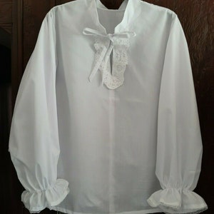 Herren Weißes Hemd Top Mittelalter Kavalier Tudor Viktorianisches Fancy Dress Kostüm M/L Bild 2