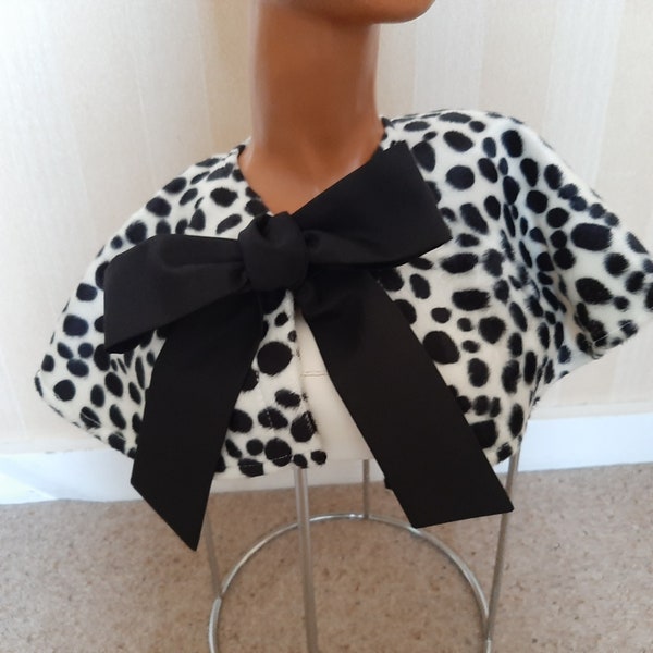 Cruella De Ville 101 Dalmatische print kraag sjaal stole wrap fancy dress nieuw