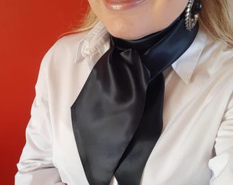 Black Satin Look Cravat Scarf Collar Victorian Georgian Regency Fancy Dress Costume