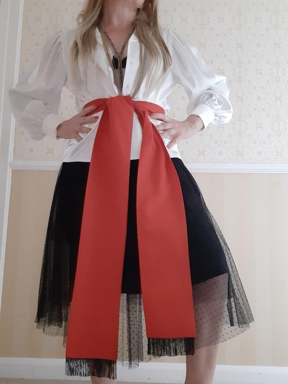 Red Cotton Cummerbund Sash Obi Belt Pirate Spanish Zorro Fancy Dress Costume
