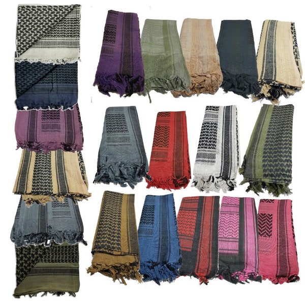 100% Cotton Shemagh Scarf Arab Palestinian Keffiyeh Available in Many Colors