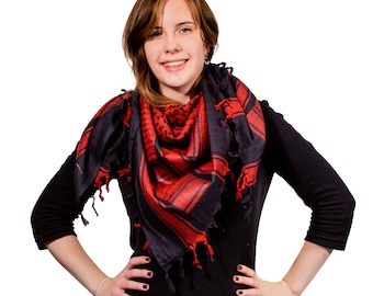 Shemagh Scarves Pure Cotton Womens Winter Wrap Mens Arab Desert Black and Red Scarf Keffiyeh Shawl Unisex