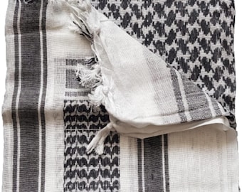 Cotton Shemagh Scarf: Black and White Keffiyeh Shawl