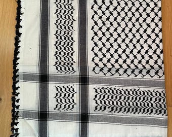 Vintage retro Palestinian large hand woven shemagh keffiyeh freedom scarf with tassels