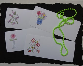 Flowers by Design Blank Note Cards, Set of 4: FBDBL-1; note cards, flat card, greeting card, handmade, original creations, all occasion