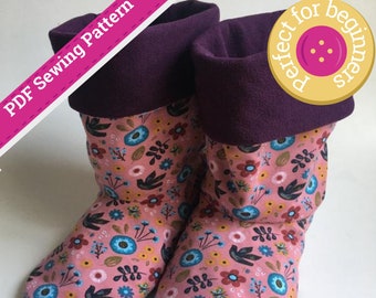 PDF Sewing Pattern - Adults Cosy Slipper Boots - Instant Download