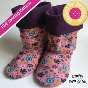 PDF Sewing Pattern - Adults Cosy Slipper Boots - Instant Download