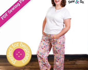 Easy Pyjama Bottoms - Beginner-Friendly PDF Sewing Pattern - Instant Download