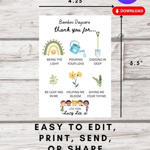 Cartão de agradecimento digital personalizado para o berçário do professor, cartão de agradecimento da escola e do professor, modelo Canva de final de semestre, agradecimento ao professor, berçário