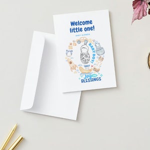 Newborn baby card, baby shower card, personalized welcome baby card, baby shower card, welcome baby customizable card, new baby, baby cards image 1