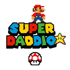 Vaderdag PNG, Super Daddio SVG, Vaders Super Daddio bestand, Vaderdagcadeau, Retro Video Game Papa, Digitale Download, Super Daddio Game
