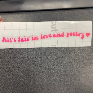 Sticker voiture TPD, Anti-Heros, Swiftie, Sticker rétroviseur, Sticker inspiré de la poésie, Sticker voiture All's Fair In Love et Poetry Taylor